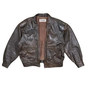 Vintage Masquerade Leather Jacket Mens Size 44 Brown Bomber Flawed 70s 80s